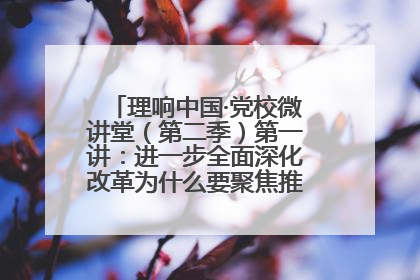 理响中国·党校微讲堂（第二季）第一讲：进一步全面深化改革为什么要聚焦推进中国式现代化